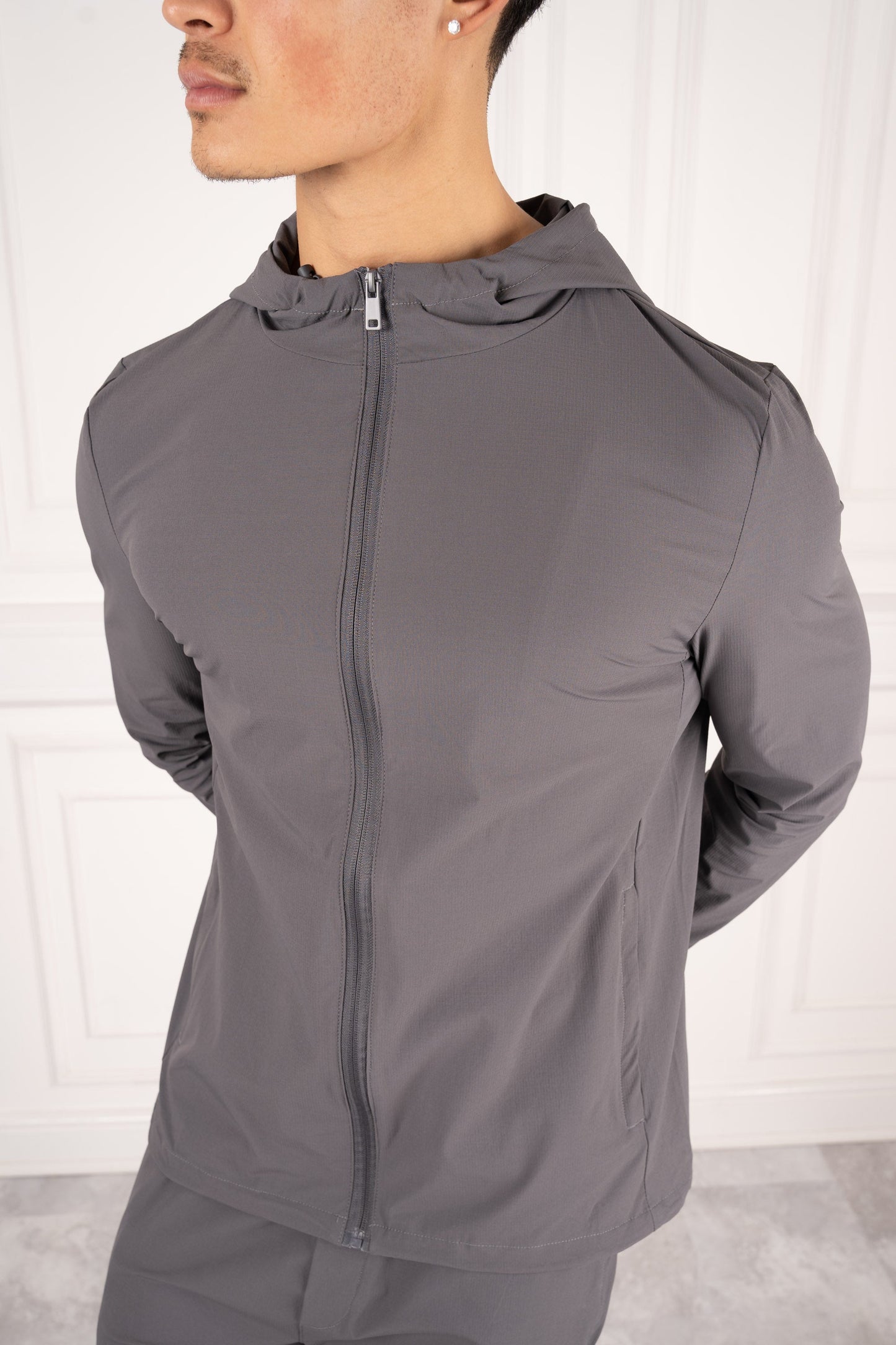 Premium Technical Windbreaker Jacket - Charcoal