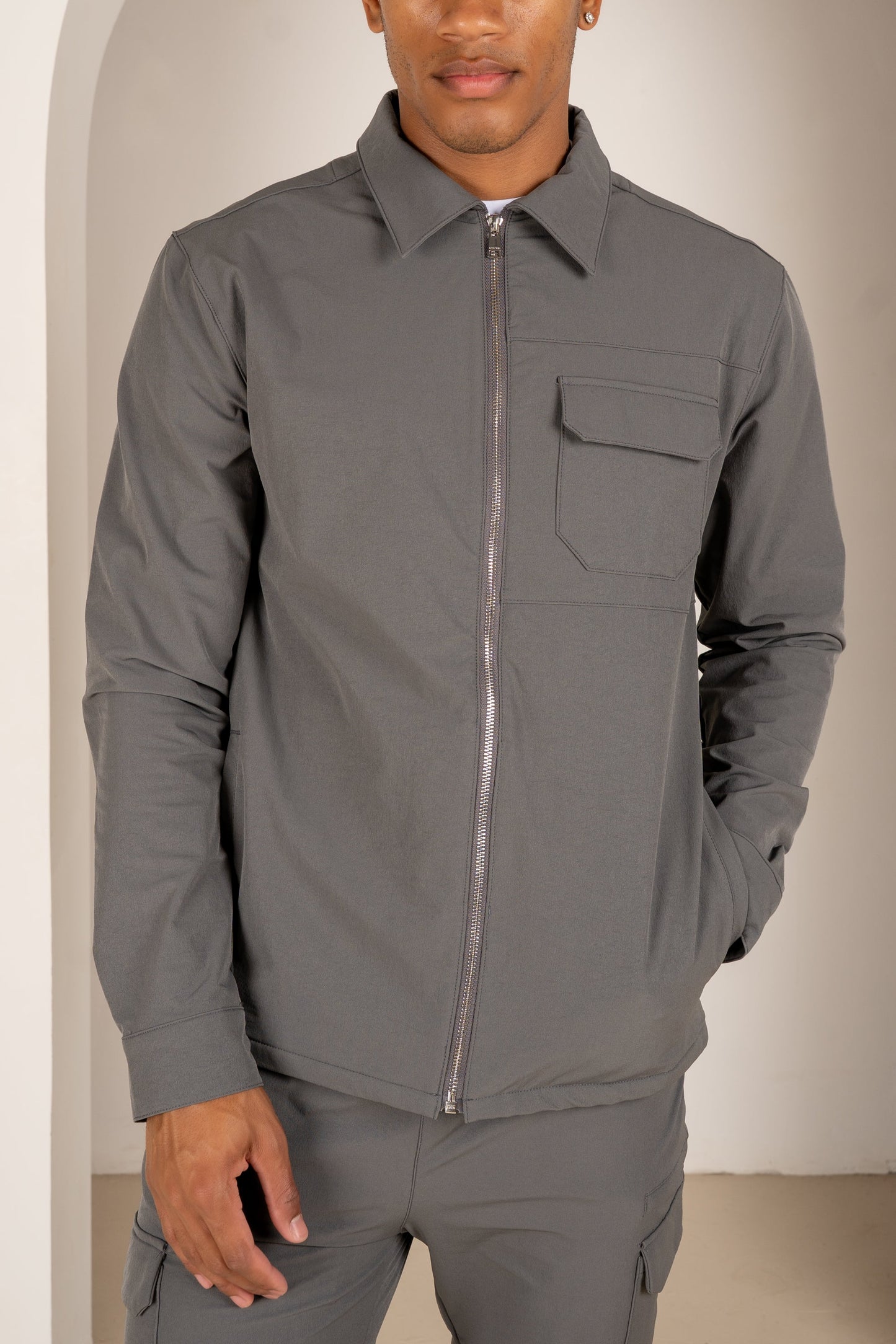 Premium Detail Cargo Jacket V2 - Charcoal