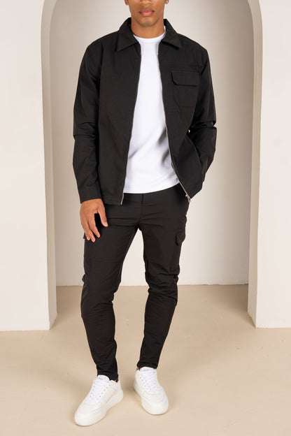 Premium Detail Cargo Jacket V2 - Black