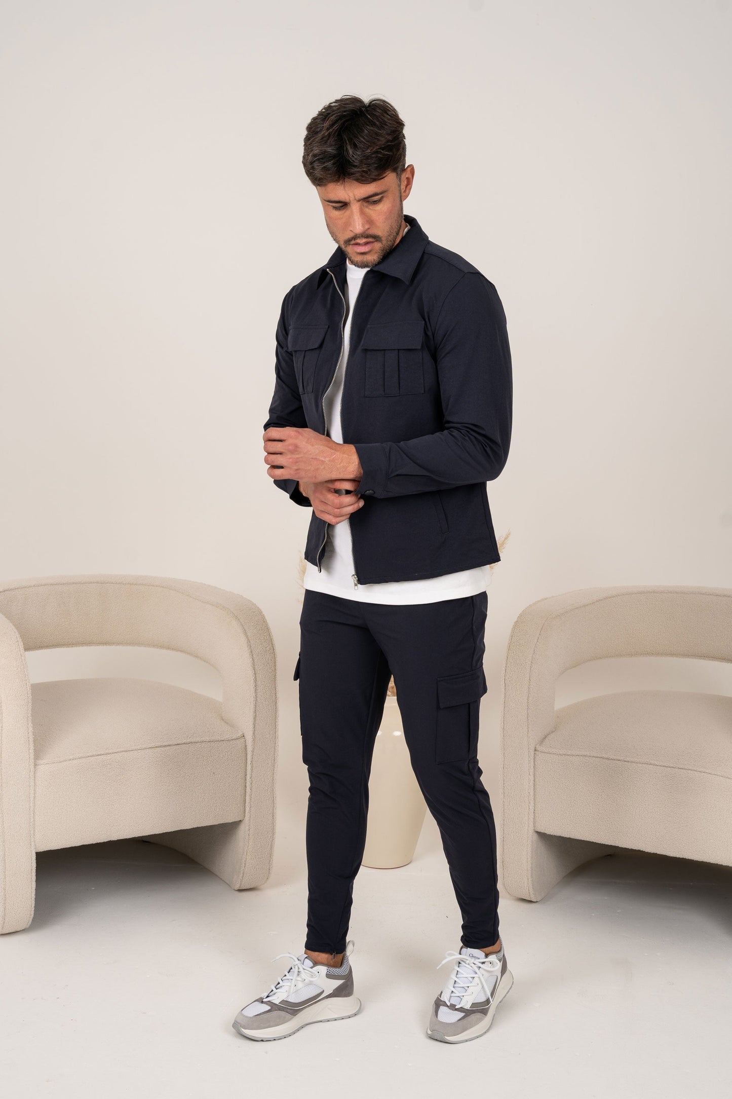 Premium Cargo Utility Jacket - Navy